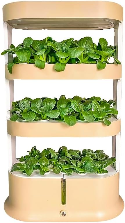 16L Hydroponic Tower Brown Color Hydroponic Tower for Plants Vegetable ...