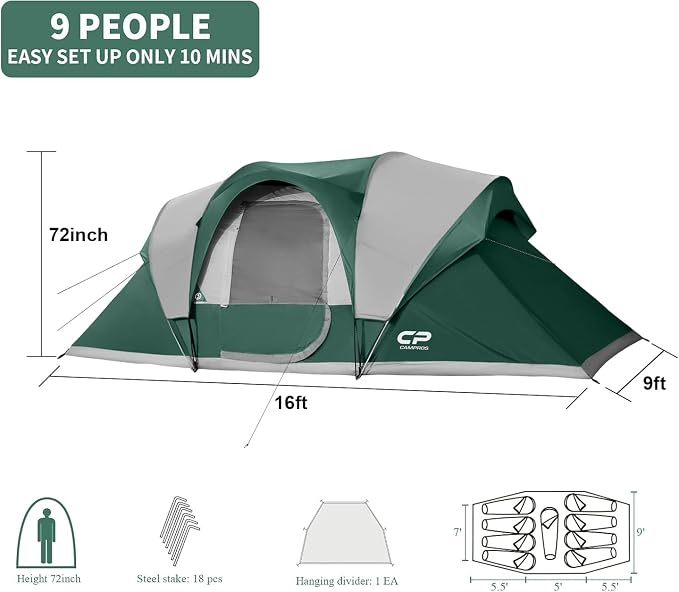 Dark Green-10/12 Person