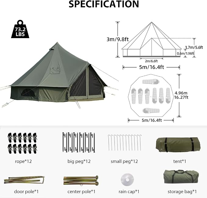 16.4ft*16.4ft*9.8ft (6-8 person)(Green)