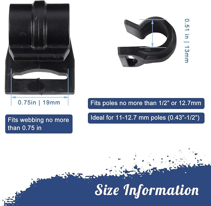 Fits 11-12.7mm (0.43”-1/2”) Poles