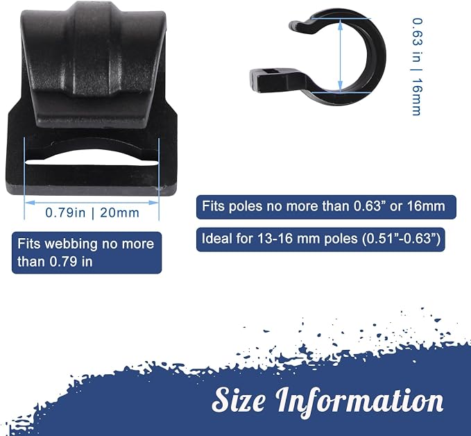 Fits 13-16mm (0.51“-0.63”) poles