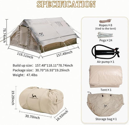 13 x 9.8 x 6.5ft(6-8 person)