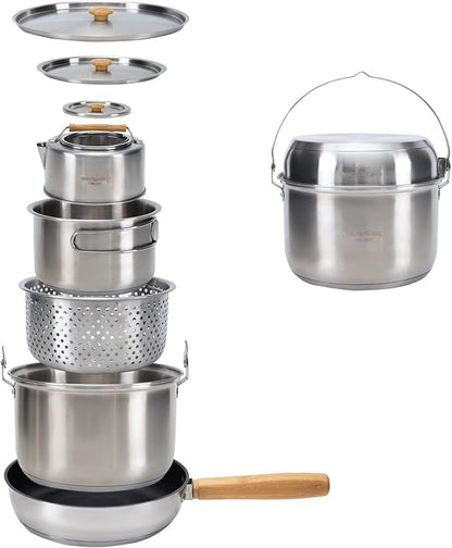 SILVER - 4-6 PERSON COOKWARE SET WITH KETTLE