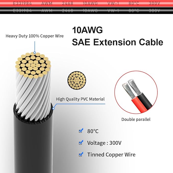 8 Pieces SAE Cable