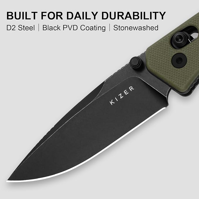 D2 Steel+Olive Green G10 Handle
