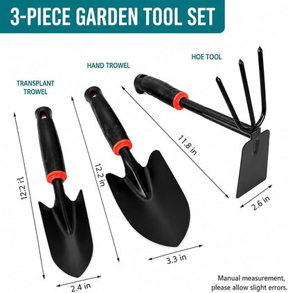 3PCS (Hoe + Large Trowel + Small Trowel) Black
