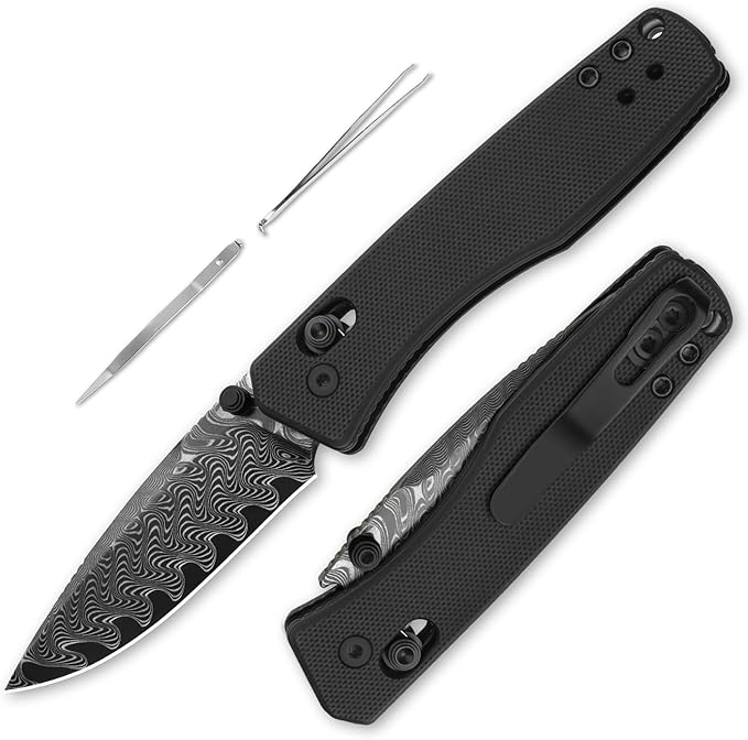 Damascus Steel+Black G10 Handle