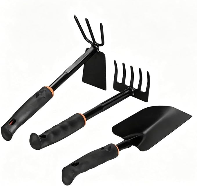 3PCS (Hoe + Rake + Large Trowel) Black