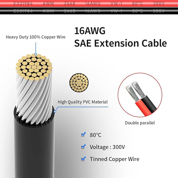 8 Pieces SAE Cable