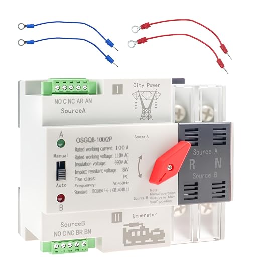 2P 100A AC110V DIN Rail Mini ATS-White