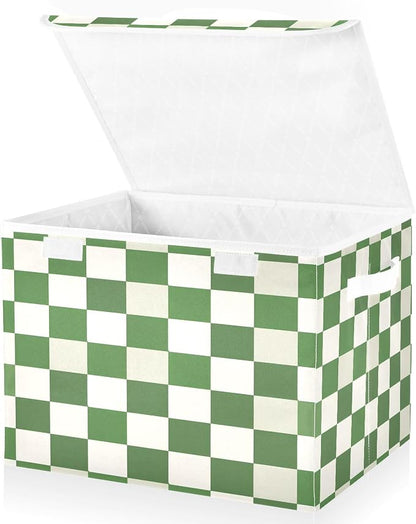 Green And White Checkered Background