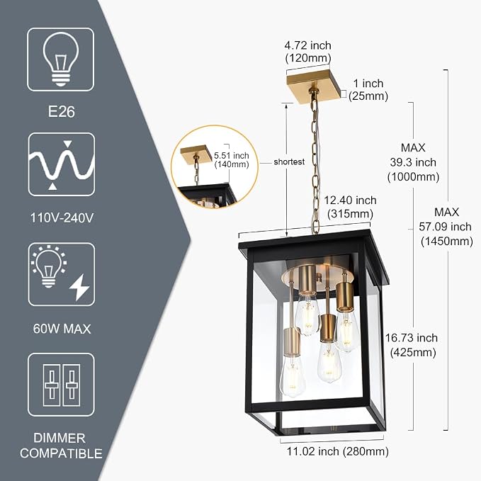 Clear Glass, Black & Brass