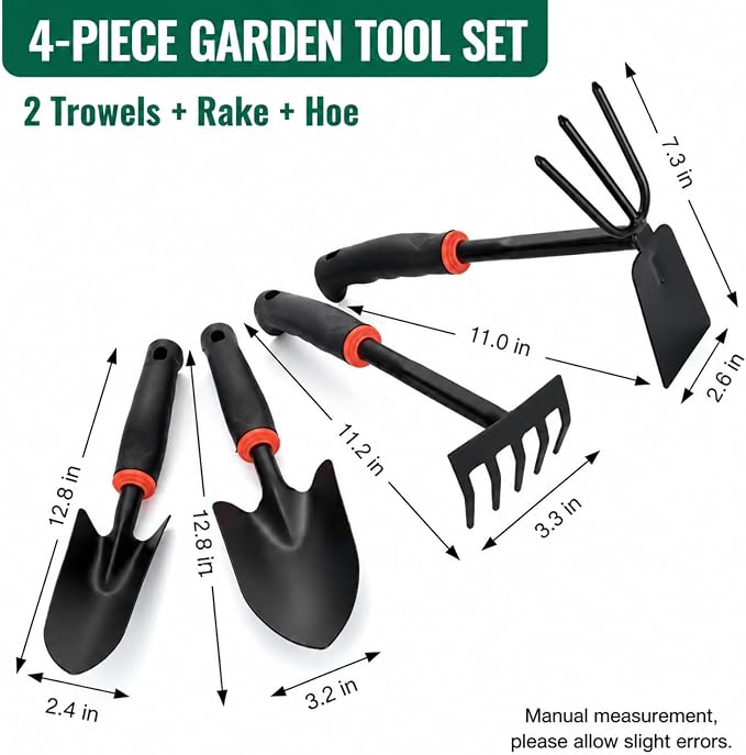 4PCS (Hoe + Rake + Trowel) Black