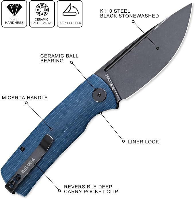 Blue Micarta Stonewashed