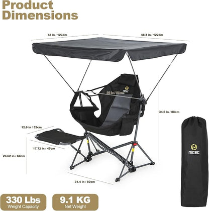 Black With Footrest & Canopy 2 Pack