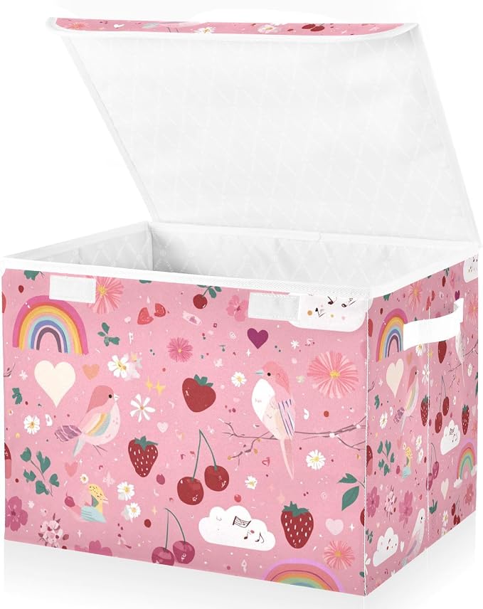 Pink Rainbow Strawberry Bird Flowers