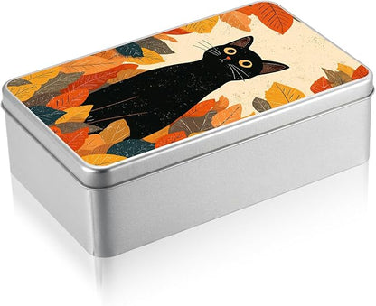 Autumn Leaves Black Cat
