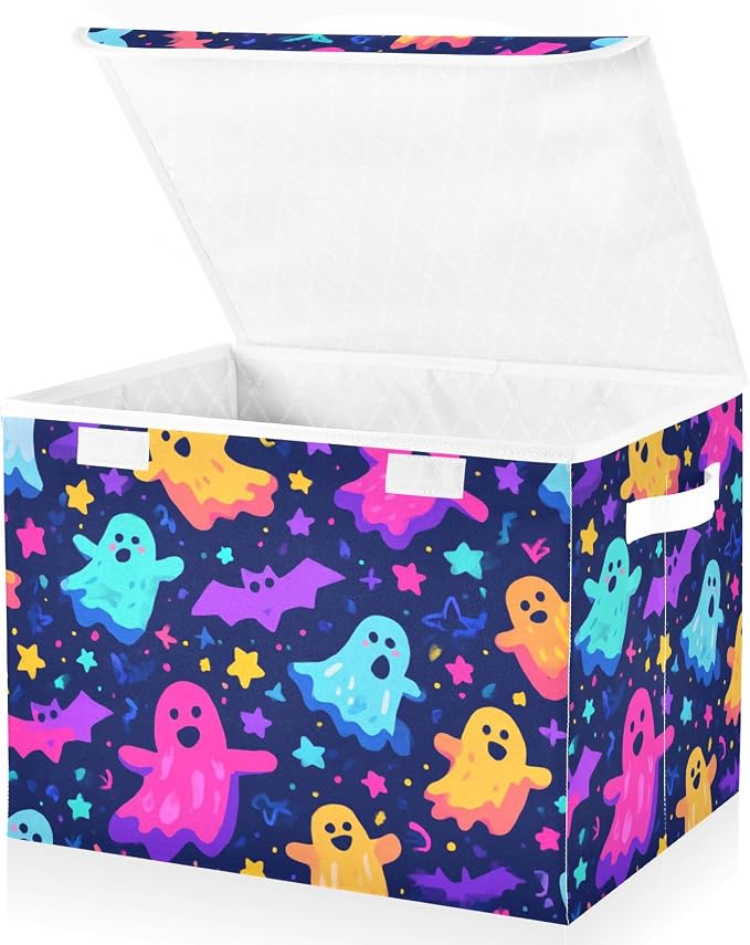Neon Halloween Ghosts Stars Bats