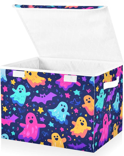 Neon Halloween Ghosts Stars Bats