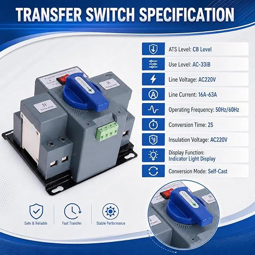 2P 63A 220V ATS-Blue