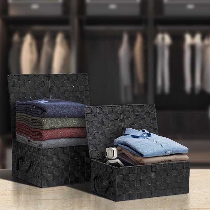 Woven Lid Baskets - Black