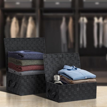 Woven Lid Baskets - Black