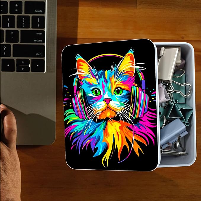 Colorful Cat Wear Headphones