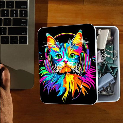 Colorful Cat Wear Headphones