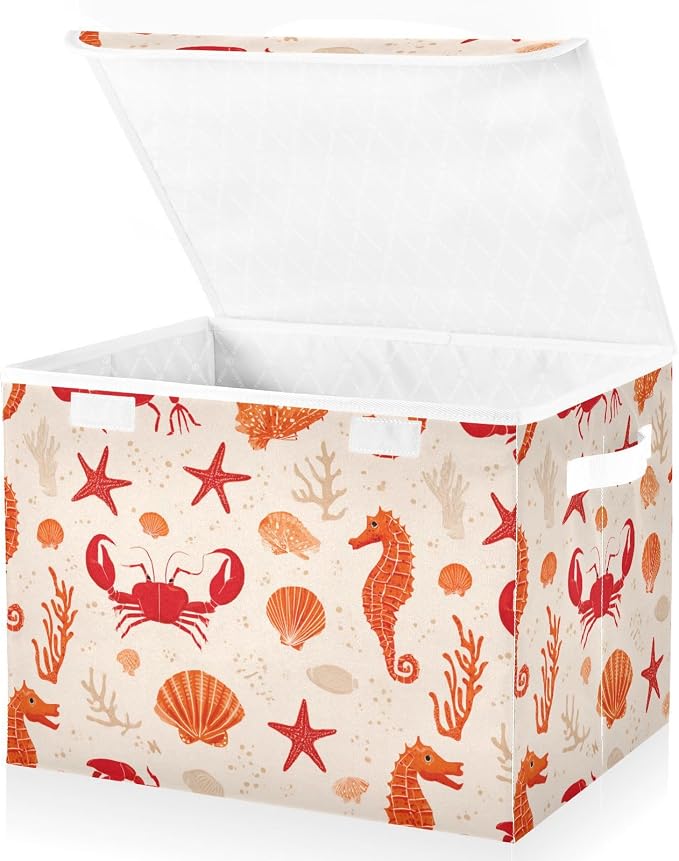 Seahorses Crab Starfish Beige
