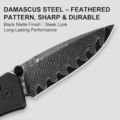 Damascus Steel+Black G10 Handle
