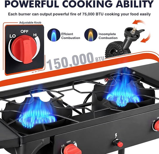 2 Burner & Side Shelves