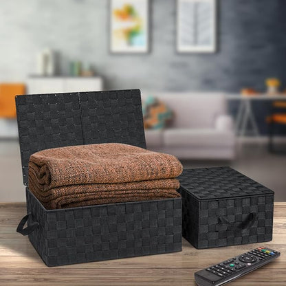 Woven Lid Baskets - Black