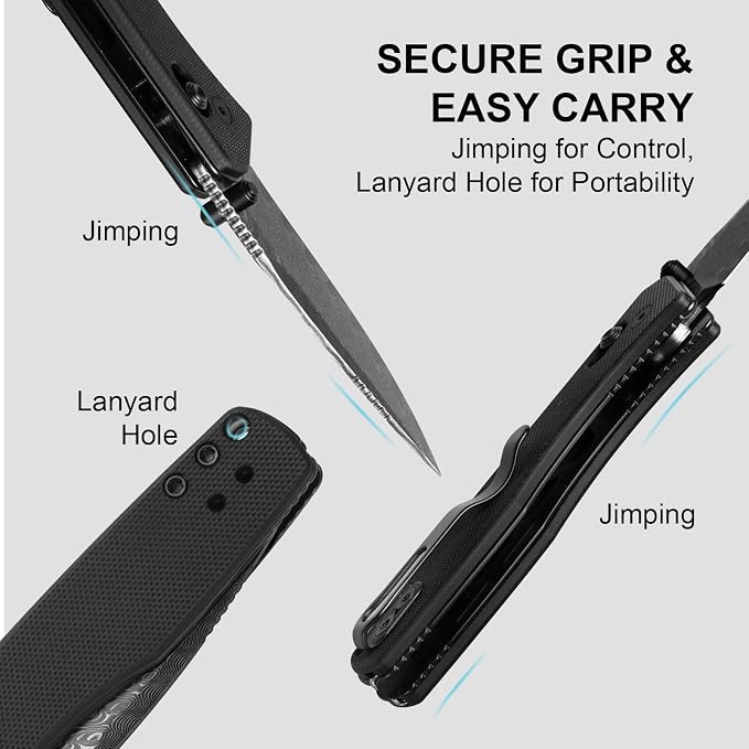 Damascus Steel+Black G10 Handle