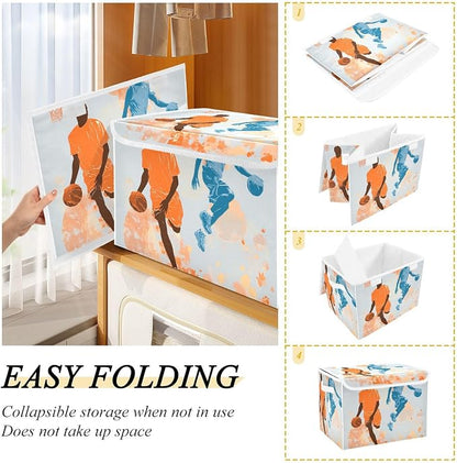 Orange Blue Basketball Players Splash