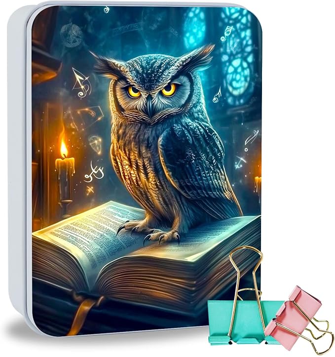 Owl Perched on Open Book