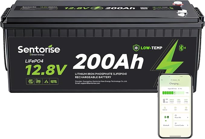 Sentorise 12.8V 200Ah battery — 200Ah option only; product photo