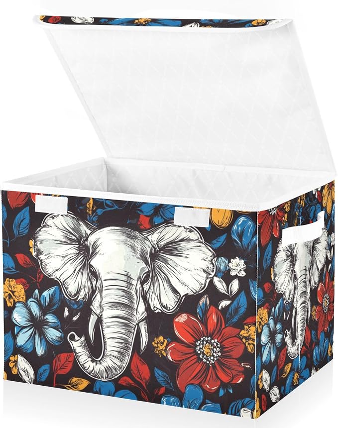 Elephant Abstract Flowers Colorful