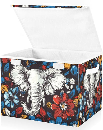 Elephant Abstract Flowers Colorful