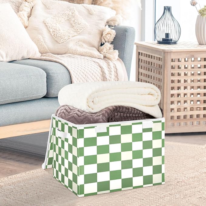 Green And White Checkered Background