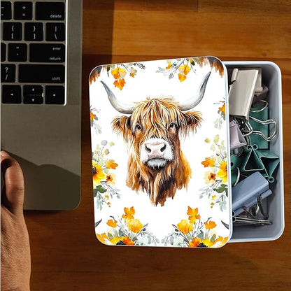 Watercolor Floral Highland Cow