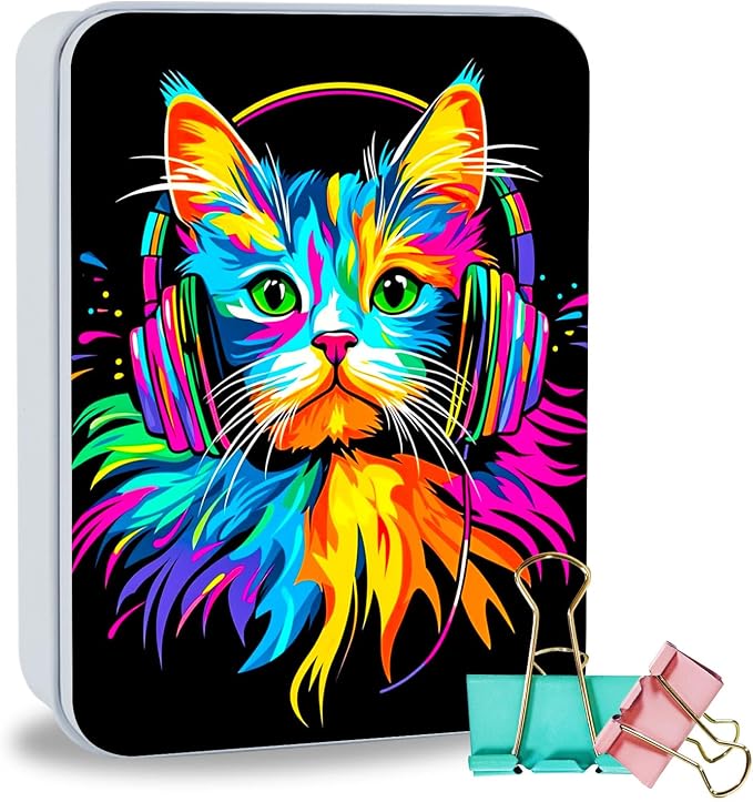 Colorful Cat Wear Headphones