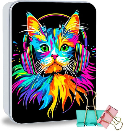 Colorful Cat Wear Headphones