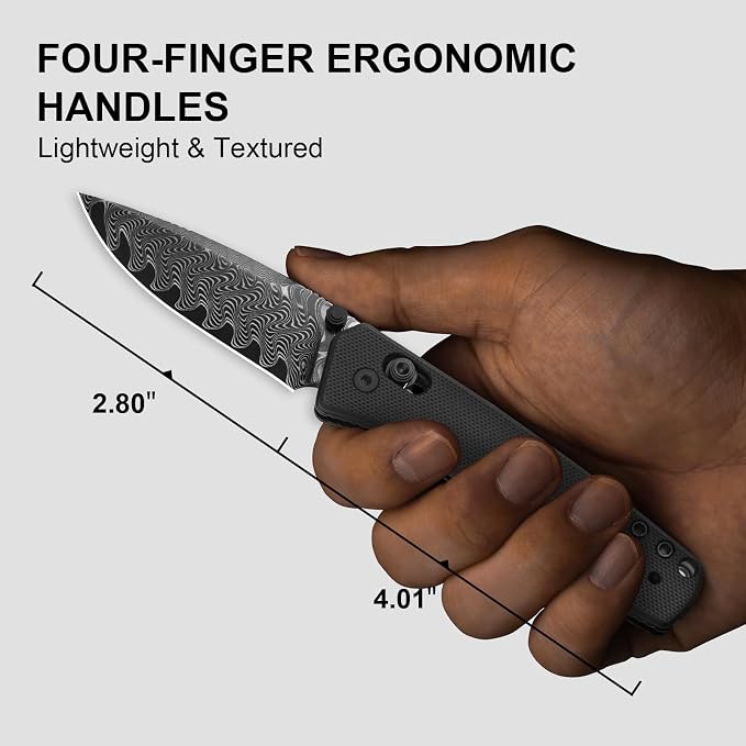 Damascus Steel+Black G10 Handle