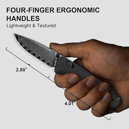 Damascus Steel+Black G10 Handle
