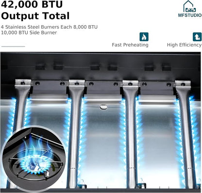 Blue, 4 Burner Grill