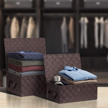 Woven Lid Baskets - Chocolate