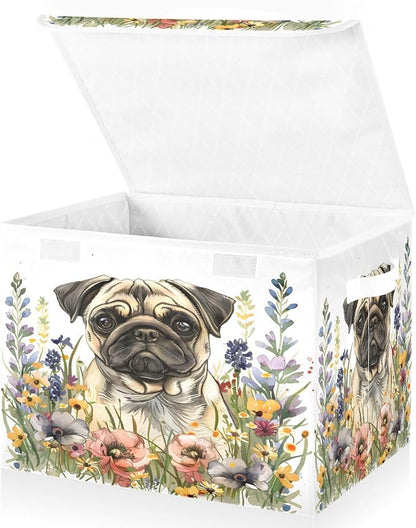 Pug In Wild Flowers