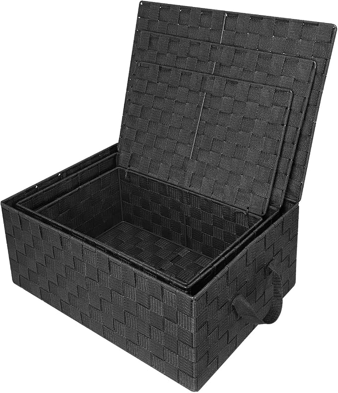 Woven Lid Baskets - Black