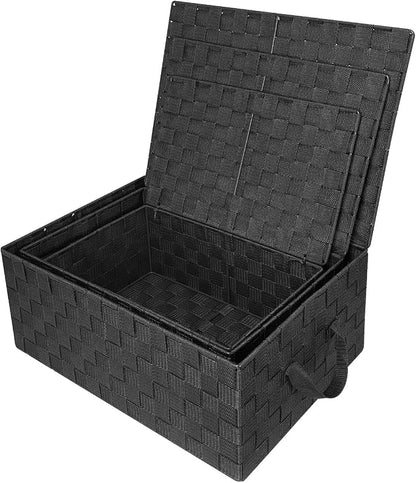Woven Lid Baskets - Black