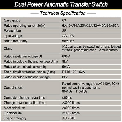2P 63A 110V Uninterrupted Power Supply-White